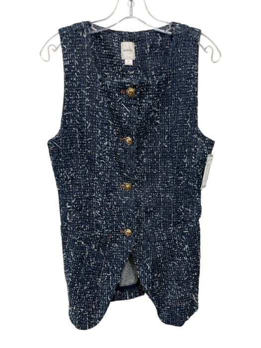 Maeve Size S Blue & White Cotton Denim Square Neck distressed Pockets Vest Blue & White / S