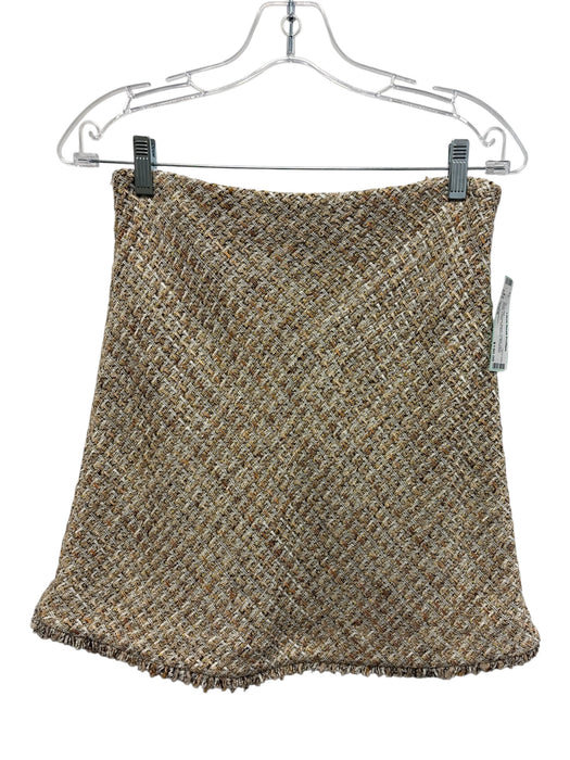 Ann Mashburn Size XS/S Beige Viscose Blend Tweed Open Front A Line Skirt Set Beige / XS/S