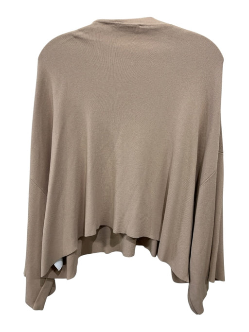 Jil Sander Size 34 / XS Beige Viscose Blend Ribbed Collar Wide Sleeve Top Beige / 34 / XS