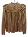 Ulla Johnson Size 2 beige pink & gold Silk Blend Semi Sheer Stripe Ruffle Top beige pink & gold / 2