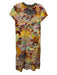 La Double J Size XS Yellow, Red, Teal Cotton Ribbed Collar Abstract Floral Dress Yellow, Red, Teal / XS