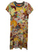La Double J Size XS Yellow, Red, Teal Cotton Ribbed Collar Abstract Floral Dress Yellow, Red, Teal / XS