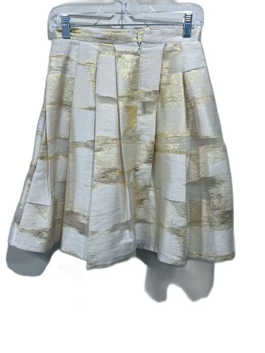 Abbey Glass Size S Cream & Gold Polyester Blend sheared stripe Pleated Skirt Cream & Gold / S