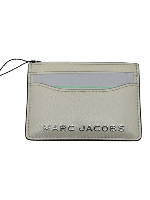 Marc Jacobs White Leather silver tone hardware Logo Cardholder Wallets White