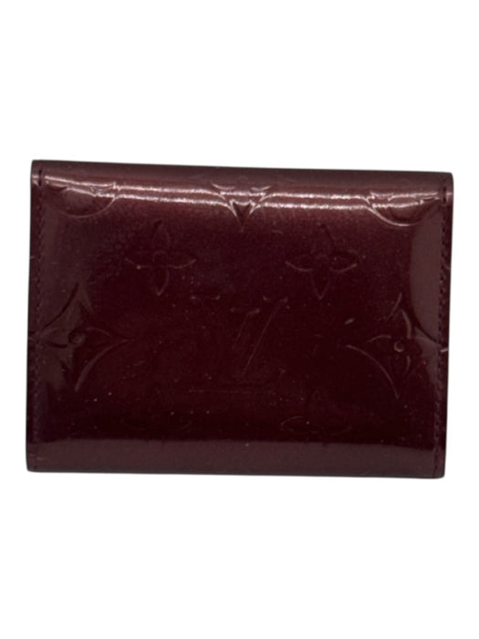Louis Vuitton Maroon Red Leather Glossy embossed monogram Snap Wallets Maroon Red