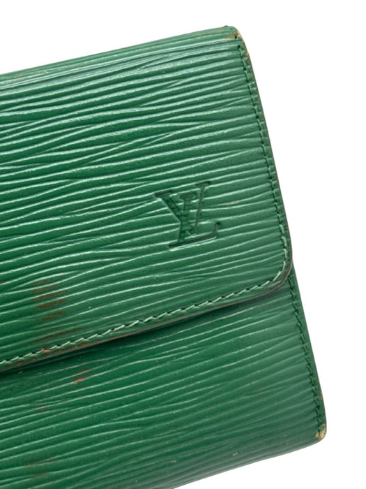 Louis Vuitton Green Epi Leather Snap Closure Bi Fold Wallets Green