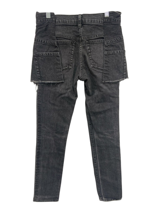 Sacai Size 1 Black Cotton Denim Distressed Skinny short Overlay Jeans Black / 1