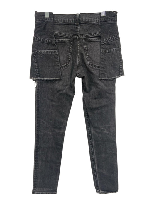 Sacai Size 1 Black Cotton Denim Distressed Skinny short Overlay Jeans Black / 1