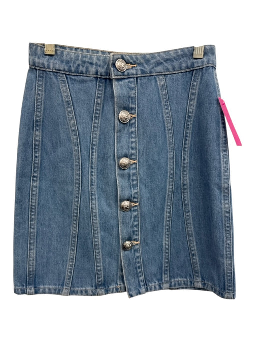 L'agence Size 22 Light Wash Cotton Denim Button Down Paneled SHW Skirt Light Wash / 22