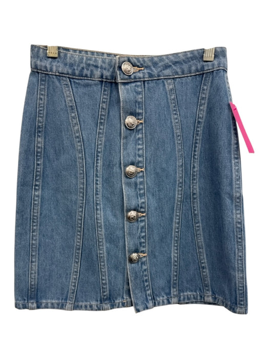 L'agence Size 22 Light Wash Cotton Denim Button Down Paneled SHW Skirt Light Wash / 22
