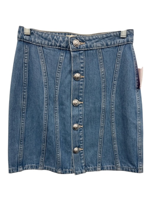 L'agence Size 22 Light Wash Cotton Denim Button Down Paneled SHW Skirt Light Wash / 22