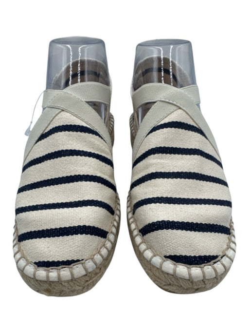 Saint James Shoe Size 37 White & Navy Canvas Stripe Cut Outs Espadrille White & Navy / 37