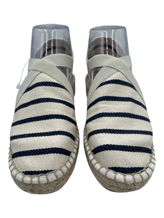 Saint James Shoe Size 37 White & Navy Canvas Stripe Cut Outs Espadrille White & Navy / 37
