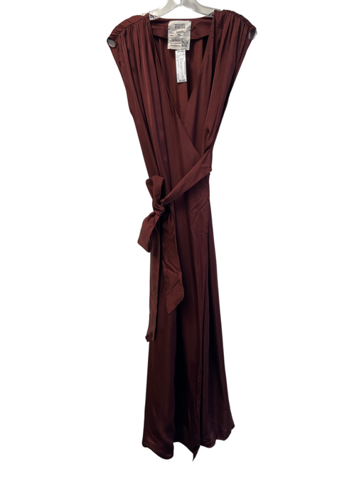 Monoprix Atelier Size M Red Viscose Sleeveless V Neck Wrap Dress Red / M