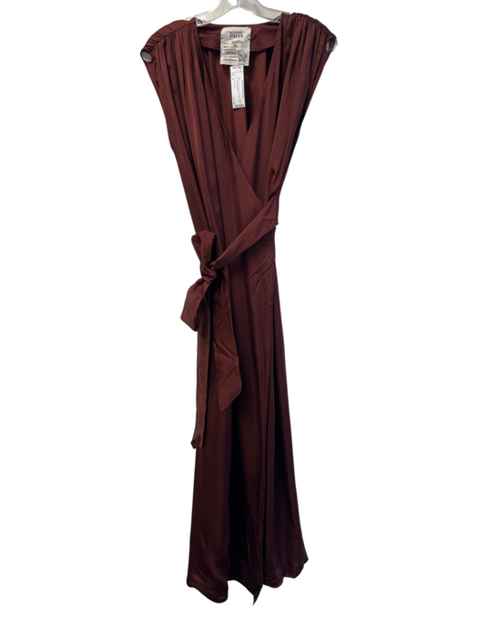 Monoprix Atelier Size M Red Viscose Sleeveless V Neck Wrap Dress Red / M