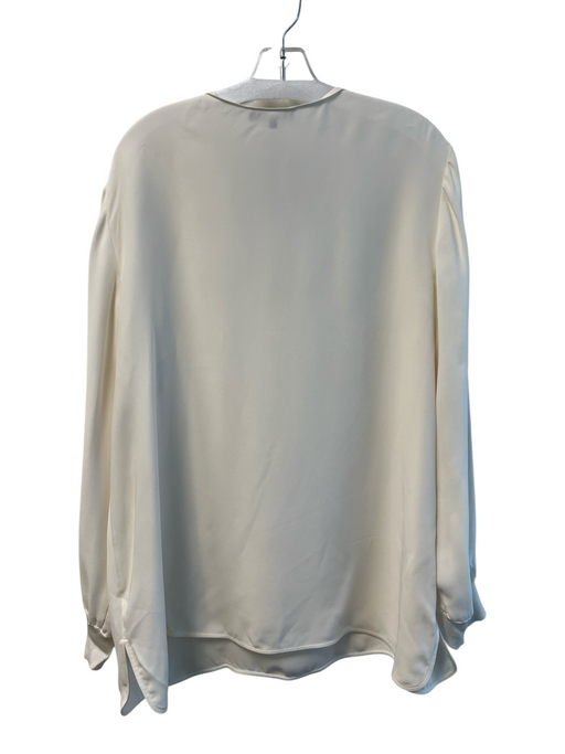 Lafayette 148 Size XL White Silk Long Sleeve solid color V Neck High Low Top White / XL