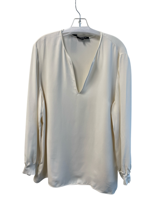 Lafayette 148 Size XL White Silk Long Sleeve solid color V Neck High Low Top White / XL