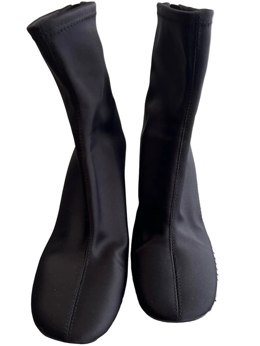 Zara Shoe Size 36 Black scuba Back Zip Square Toe Architectural Heel Boots