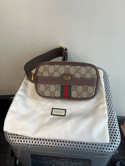 Gucci Brown, Green & Red Canvas & Leather Belt bag Logo Accessories - Women