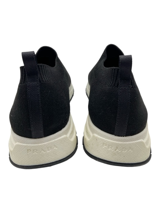 Prada Shoe Size 38 Black & White Synthetic Knit Sock Ankle Low Top Sneakers Black & White / 38