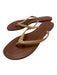 Tory Burch Shoe Size 8.5 Brown & Tan Leather Gold hardware Logo Thong Sandals Brown & Tan / 8.5