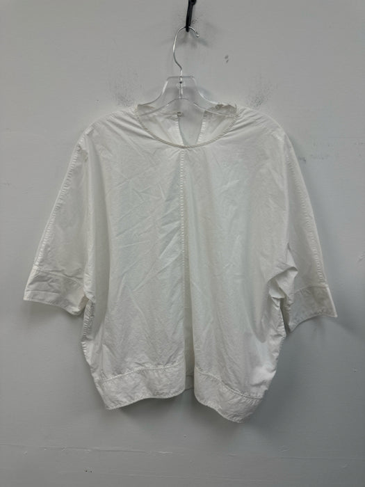 COS Size XS White Cotton 1/2 Dolman Sleeve Paneled Keyhole Back Top