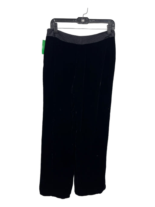 Badgley Mischka Size 8 Black Rayon Blend Side Zip Wide Leg Velvet Pants Black / 8