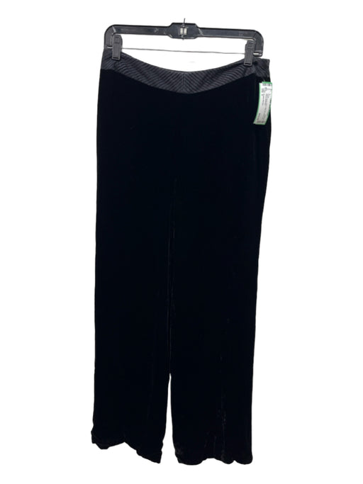 Badgley Mischka Size 8 Black Rayon Blend Side Zip Wide Leg Velvet Pants Black / 8