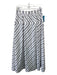 Tory Burch Size 8 White & Black Cotton Striped Maxi Side Zip Seam Detail Skirt White & Black / 8