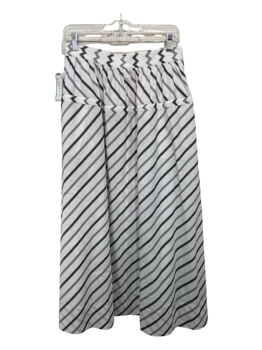 Tory Burch Size 8 White & Black Cotton Striped Maxi Side Zip Seam Detail Skirt White & Black / 8