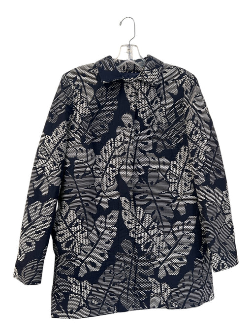 J. McLaughlin Size M White & Navy Cotton Blend Collar Button Down Jacket White & Navy / M