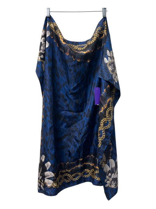 Versace Navy & Multi No Fabric Tag Square Animal Chain Print scarf Navy & Multi / M