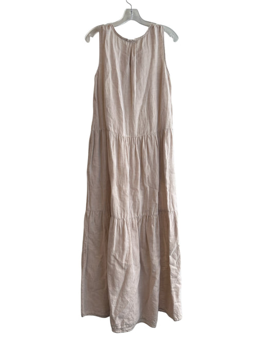J. McLaughlin Size M Beige Linen & Cotton V Neck Sleeveless Tassle Detail Dress Beige / M