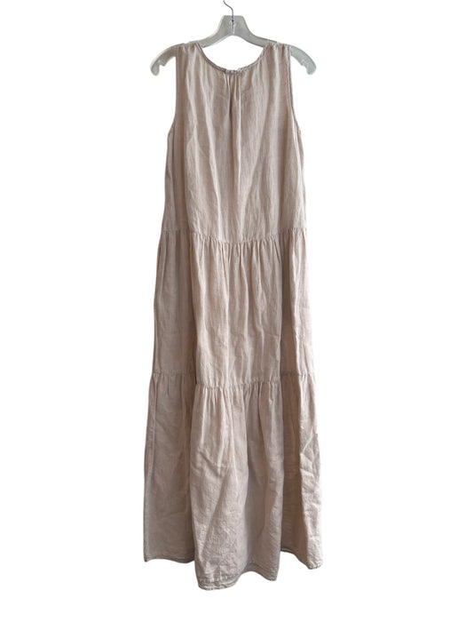 J. McLaughlin Size M Beige Linen & Cotton V Neck Sleeveless Tassle Detail Dress Beige / M