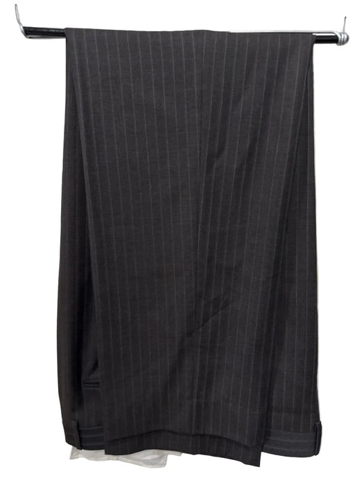 Canali Brown & White Wool Blend Striped 2 Button Men's Suit