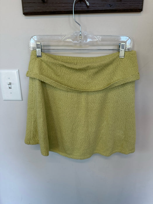FP Beach Size L Chartreuse Cotton Fold Over Knit Mini Skort