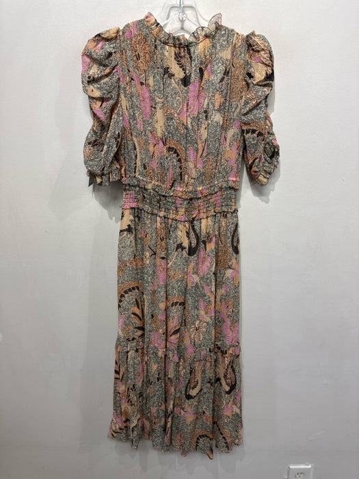 Ulla Johnson Size XS Orange, Purple & Multi Print Silk & Cotton Floral Dress