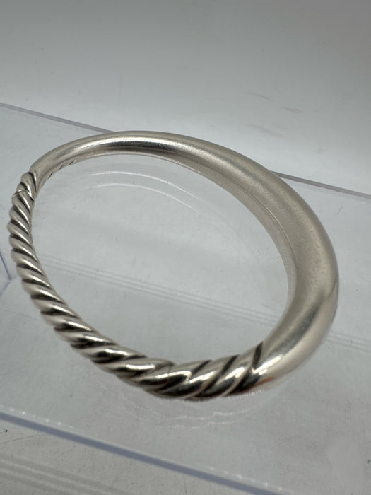 David Yurman Silver 925 Sterling Cable Twist Hinge clasp Bangle Oval Bracelet