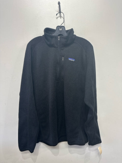Patagonia Size XL Black Polyester Solid Quarter Zip Men's Jacket