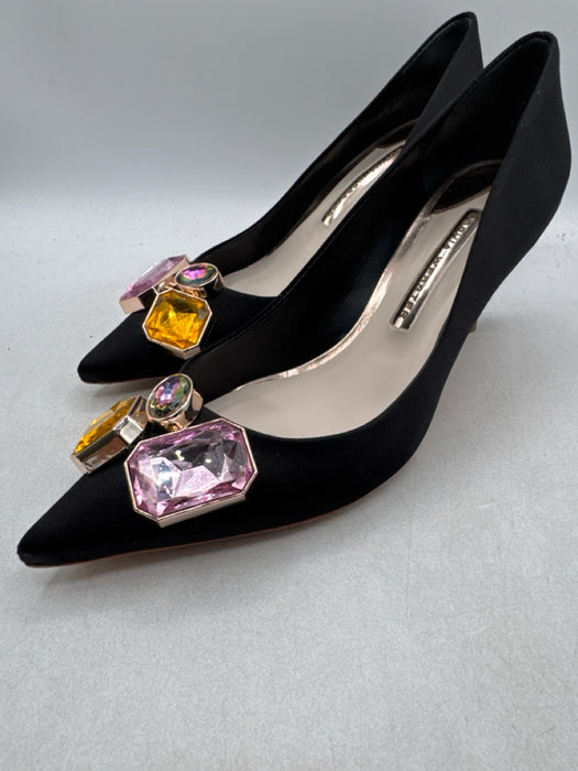 Sophia Webster Shoe Size 38 Black Satin Jeweled Pointed Toe Pumps