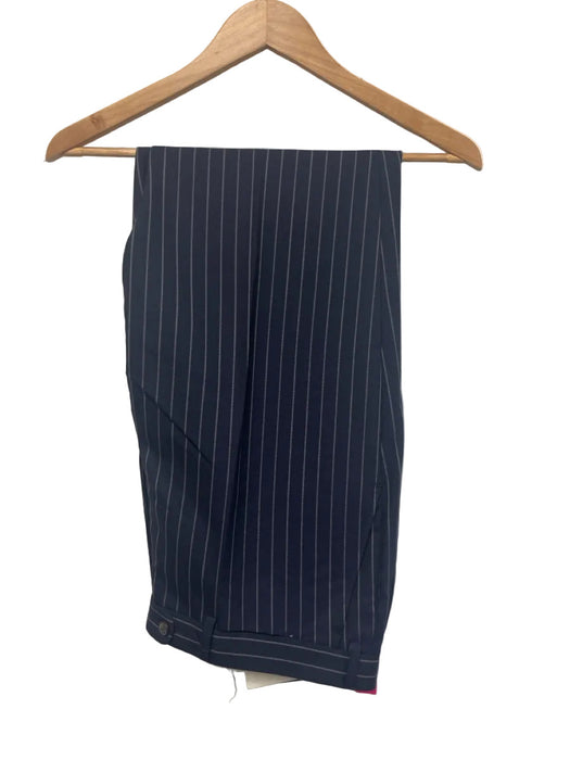 Suitsupply Navy Blue & White Wool Striped 3 Piece Men's Suit