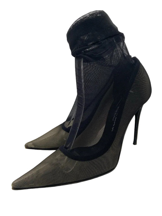Dolce & Gabbana Shoe Size 36 Black & Gray Viscose Sock Ankle Pointed Toe Pumps