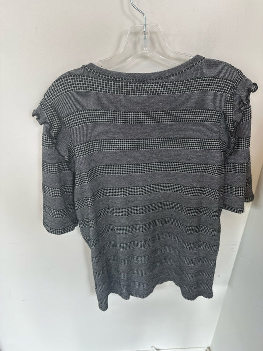 Sol Angeles x Anthropologie Size XL Black & Silver Rayon Blend Short Sleeve Top