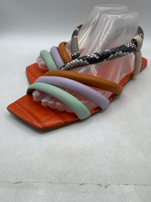 Mercedes Castillo Shoe Size 10/40 Green, Purple, Beige Leather Slingback Sandals