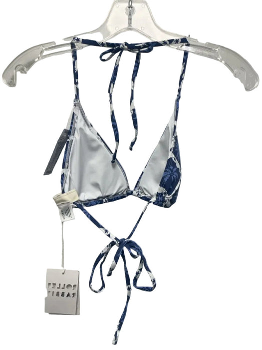 Roller Rabbit Size M Blue & White Nylon Blend 2 Piece Lattice Triangle Swimsuit