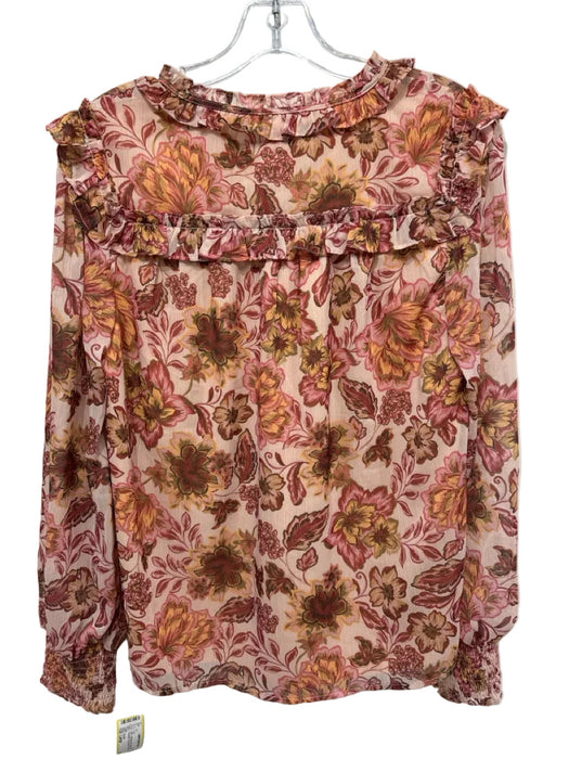 Greylin Size Large Orange, Pink, Yellow, White Polyester Long Sleeve Floral Top