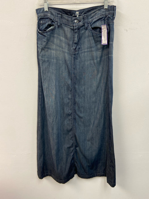 7 For All Mankind Size 28 Dark Wash Cotton High Rise Faded Pockets Maxi Skirt