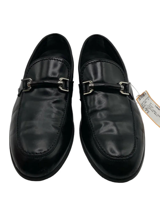 Zegna Shoe Size 7.5 Black Leather Solid Dress Men's Shoes