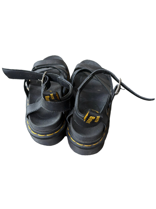 Dr Marten Shoe Size 7 Black Leather Platform Ankle Strap Sandals