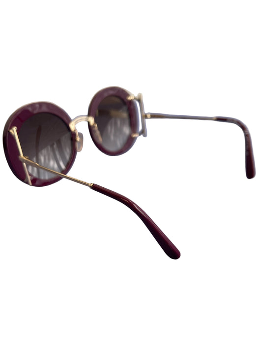 Salvatore Ferragamo Metal & Plastic Goldtone Round No Clasp Sunglasses